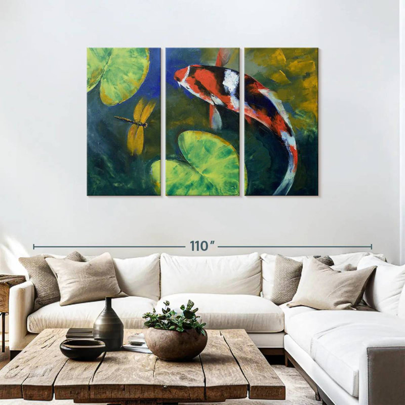 Brampt Showa Koi And Dragonfly, 48" H x 74" W