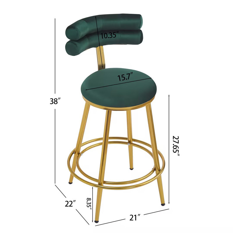 Chuna Velvet Counter Stool Set, Green