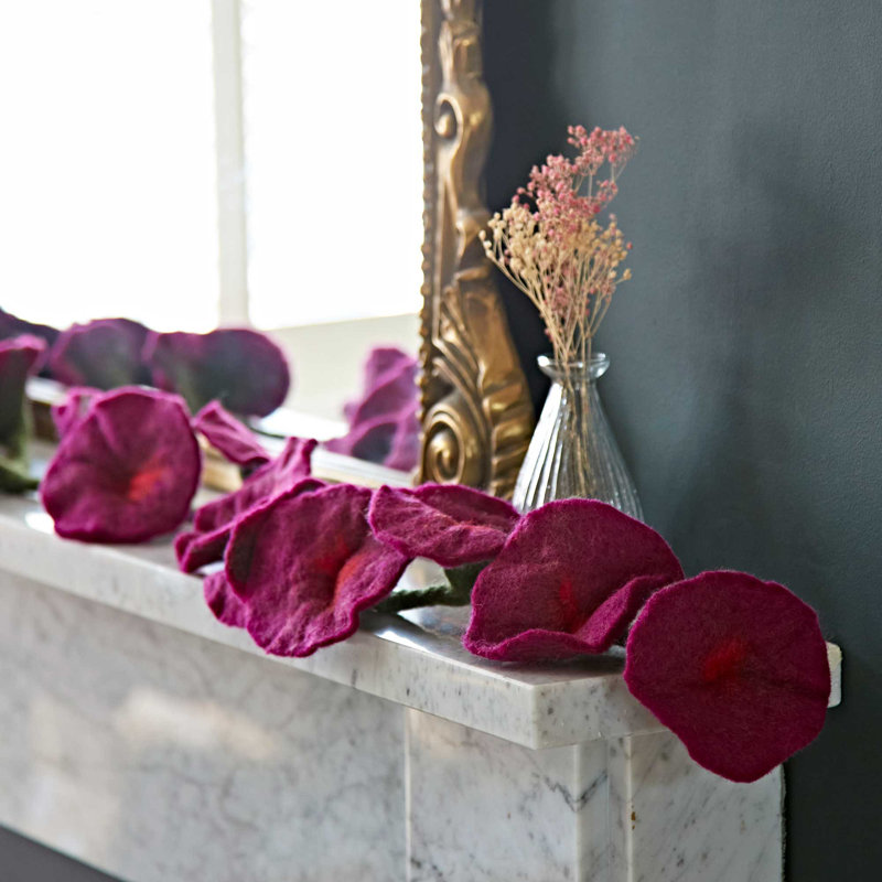Felt Flower Garland, Purple