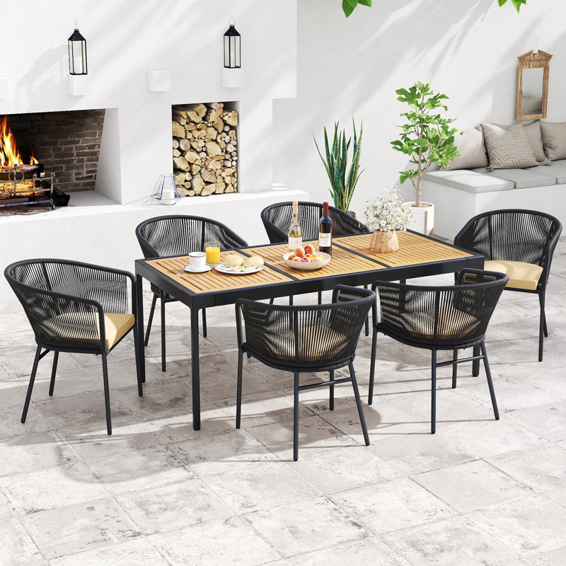  Ensemble de 4 chaises de patio avec accoudoirs à dossier et coussins lavables