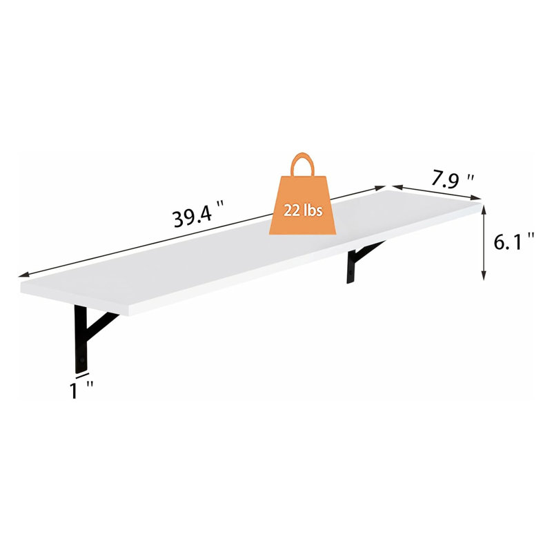 Floating Wall Shelves Set Of 2, Heavy Duty Wall Mounted Shelves With Sturdy Metal Brackets, Easy To Install, Space Saving Storage Solution For Living Room, Bedroom, Kitchen, Bathroom