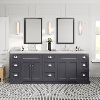 Didomenico 96'' Double Bathroom Vanity with Carrara Quartz Top
