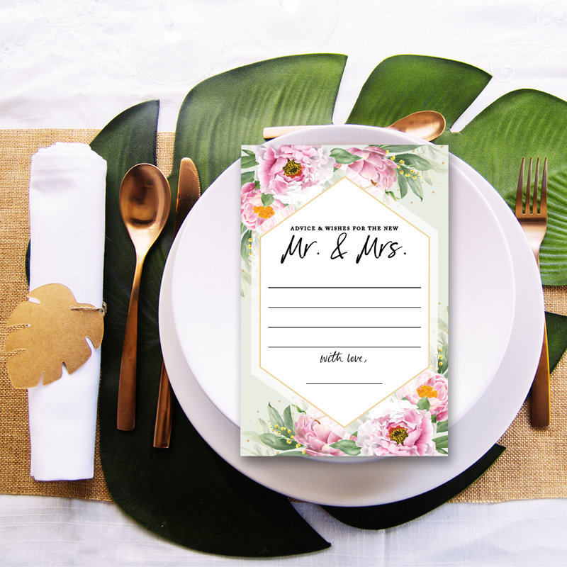 Pivoines classiques, livre d'or, conseils pour bien mariés, paquet de 56