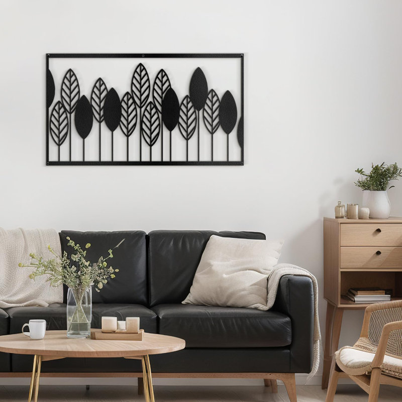 Décoration murale en métal, H 12 po x l 24 po x P 0,05 po, Noir
