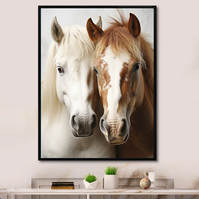 «Blaike White and Brown Horse Dynamic Duo V», reproduction sur toile