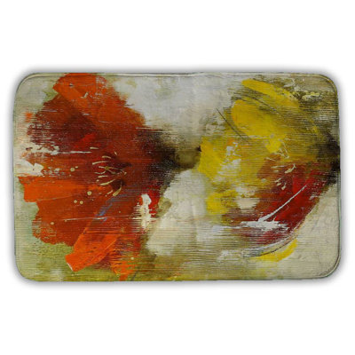 Orange and yellow flowers Bath Mat with Non-Slip Backing - Quick Dry Memory Foam Bathroom Rug - Absorbent - Modern Plush Spa-Style - Machine Washable