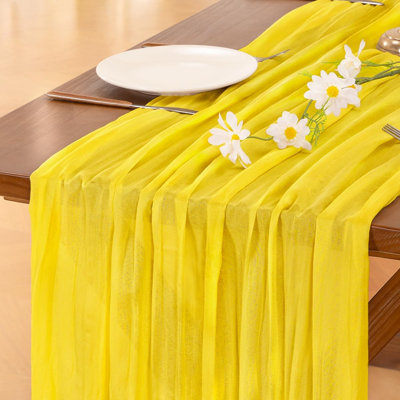 Chemin de table en étamine Cheesecloth Summer Boho Tapis de couloir de ferme jaune 10 pièces en gaze rustique 10 pi