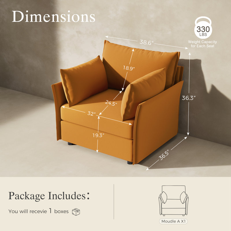 Chaise avec accoudoirs rembourrée avec accoudoirs Adrielle, Jaune
