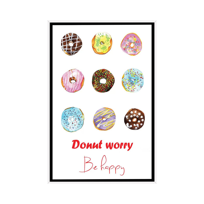 « do not inquiéter be happy »-impression sur papier, H 26 po x l 18 po x P 1,5 po, Toile blanche encadrée