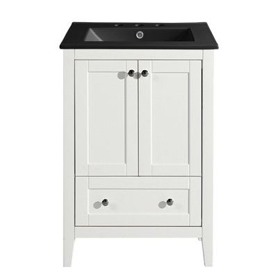 Cannes 24 In. White Bathroom Vanity With 3-Hole Ceramic Sink Top