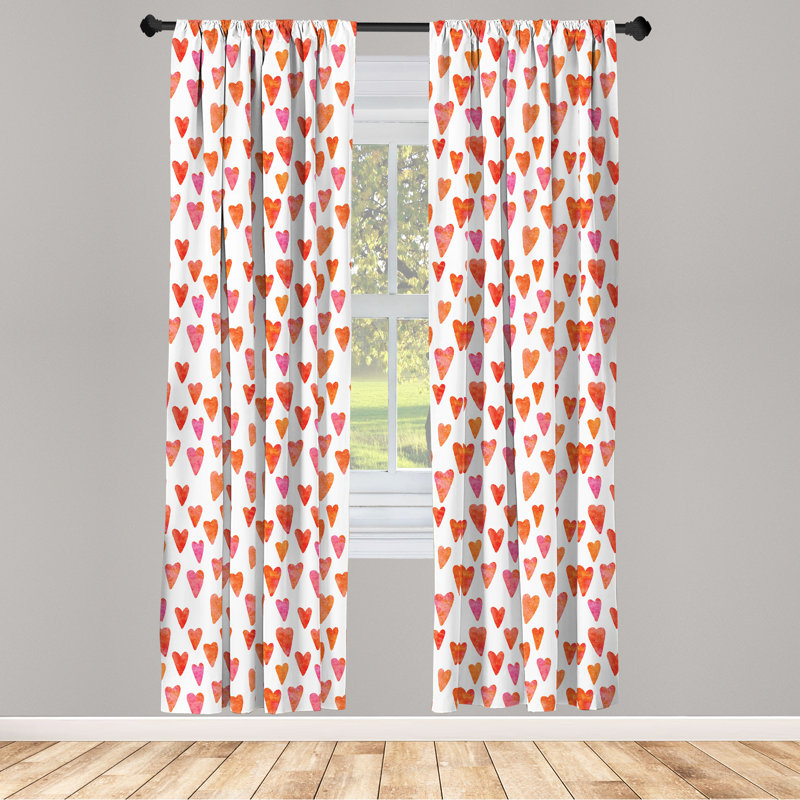 Heart Semi-Sheer Rod Pocket Curtain Panels, 28" x 95"
