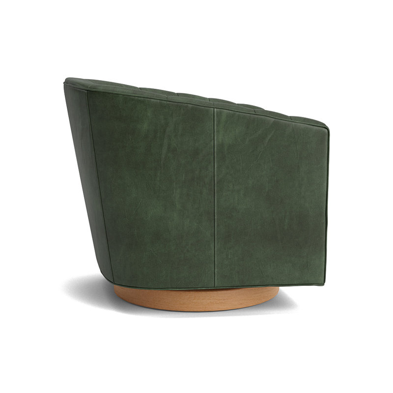 Cooper Upholstered Swivel Barrel Chair, Natural, Bedford - Evergreen
