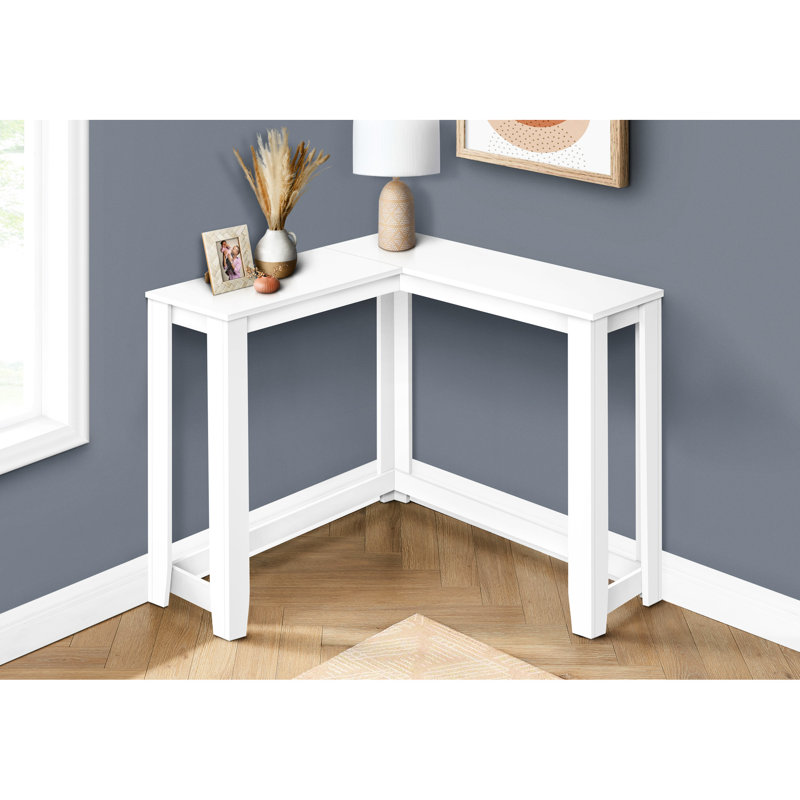 Console moderne moderne en stratifié blanc, table de coin étroite pour la chambre à coucher et le salon, console de construction stable en stratifié,