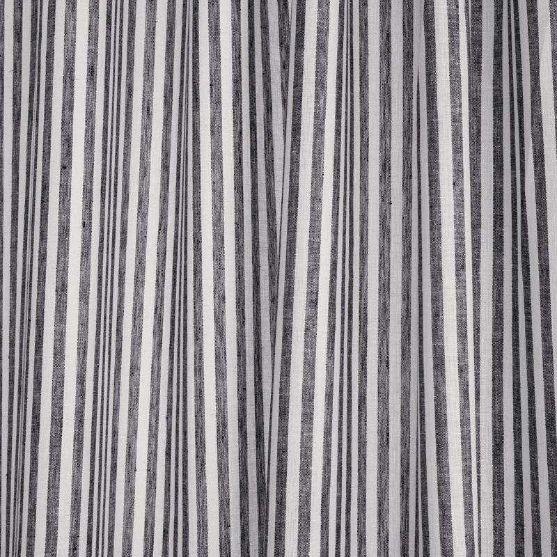  Stripe - 100% Pure Linen Curtain, 52" W x 84" L, Black and White
