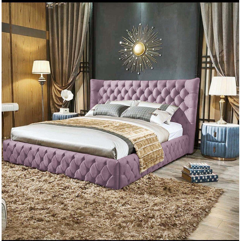 Buckingham Upholstered Ottoman Storage Bed, Lilac, Double (4'6)
