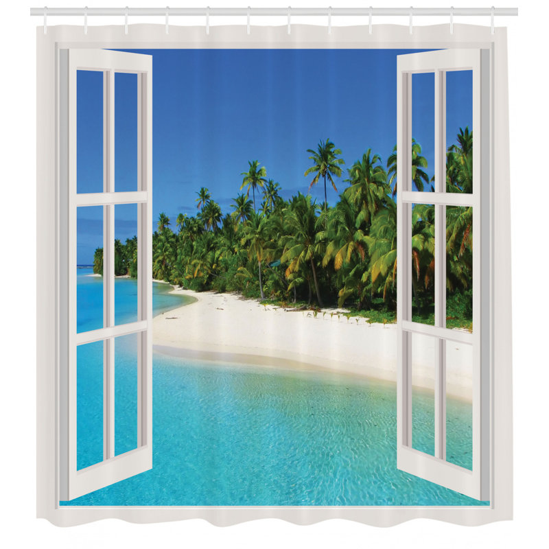 Shower Curtain with Hooks Included, 69" H x 105" W