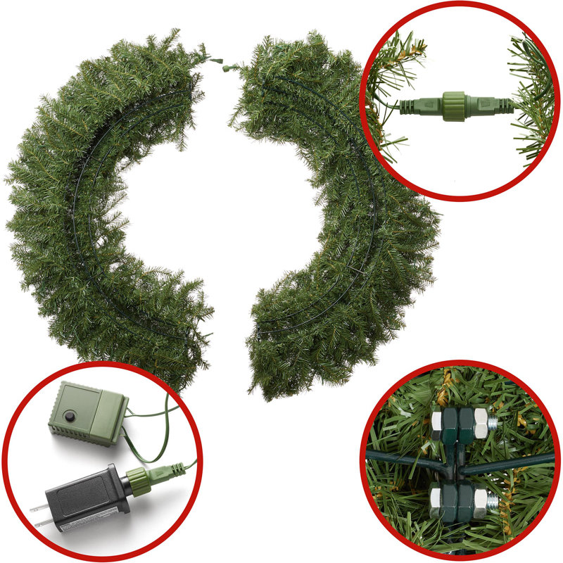 60-Inch Green Pine Pre-Lit Artificial Christmas Wreath