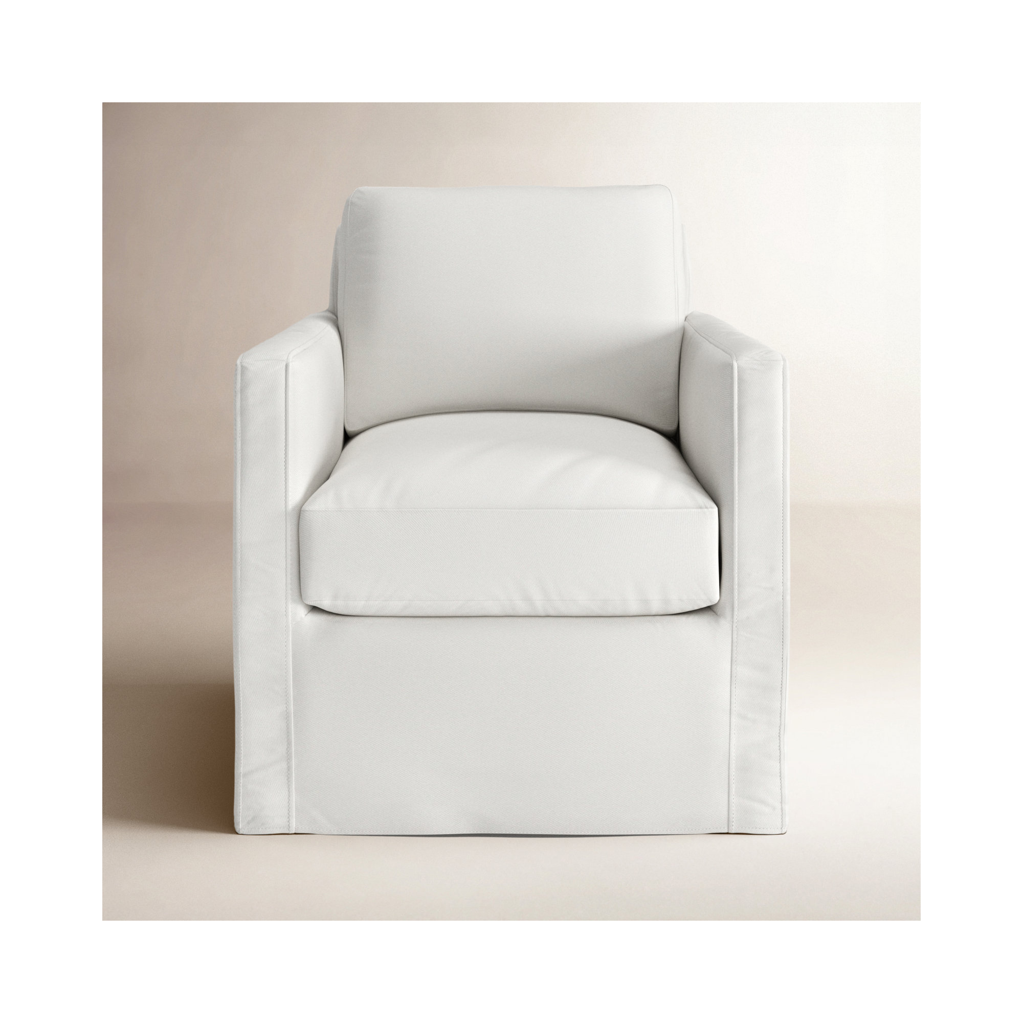Savannah Upholstered Swivel Armchair, Classic Bleach White Twill