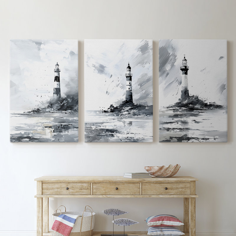 Série Sea and Shore Cxxv - ensemble de toiles tendues avec châssis Premium - prêt à être accroché