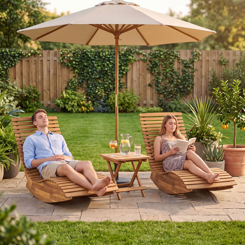 Chaise berçante en bois massif Colicia