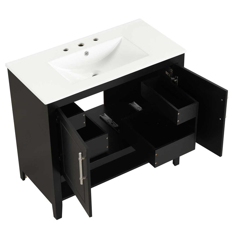 Meuble-lavabo polyvalent 36 po avec lavabo en céramique 36 po