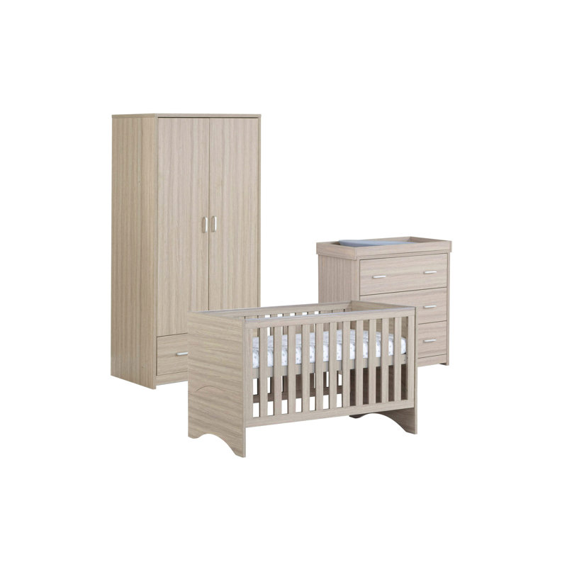 Veni Cot Bed 3-Piece Nursery Furniture Set, Oak
