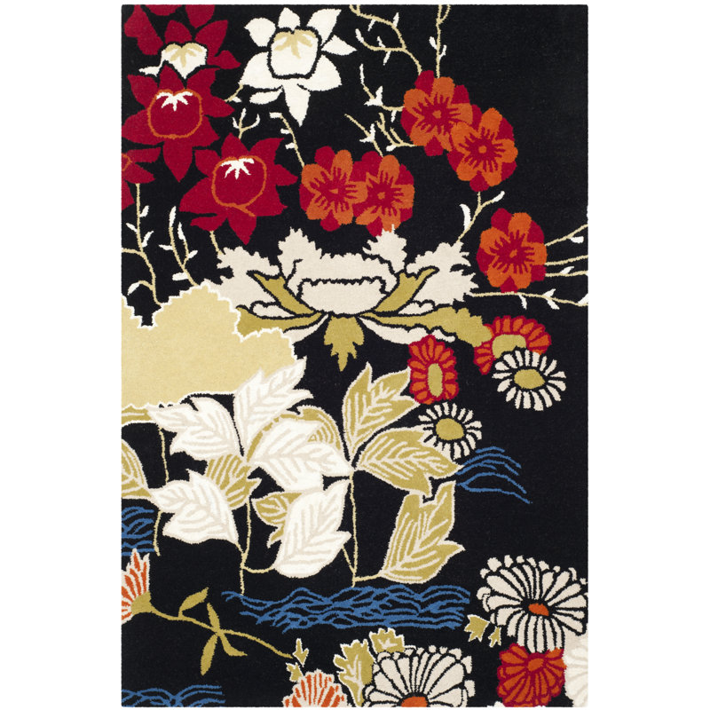 Mccullough Hand Tufted Wool Floral Rug, Rectangle 2'6" x 4'