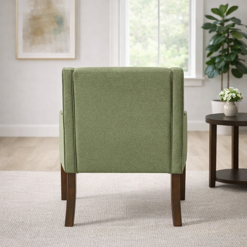 Fauteuil d'appoint rembourré l 24 po avec pieds en bois massif MCM, Vert lime
