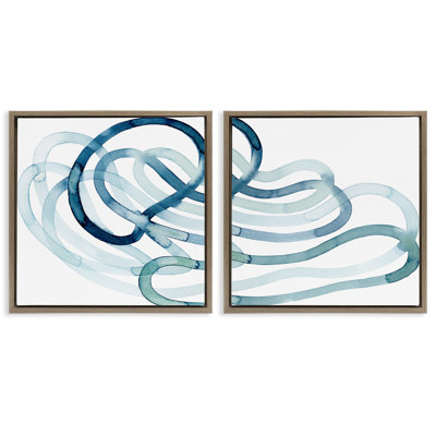 Ensemble de 2 toiles flottantes encadrées «Lives Organic Abstract Line» par Grace Popp