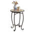 Table de bout en mosaïque florale jaune et noire, table basse d'appoint d'extérieur en métal à base en X, support à plante décoratif avec pieds anti-rayures pour la décoration intérieure de la cour