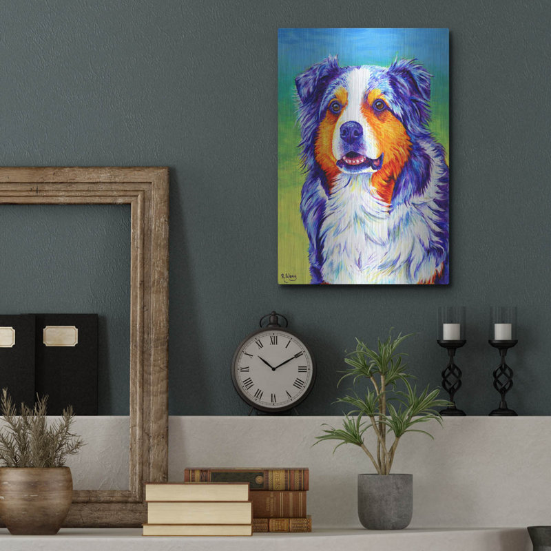 «Blue Merle Australian Shepherd» par Rebecca Wang Art, H 16 po x l 12 po