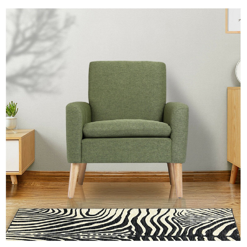 Cristyle 29'' Wide Upholstered Linen Arm Accent Chair, Green Linen