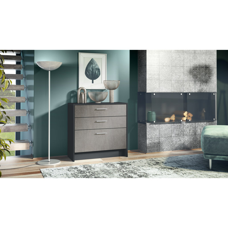 Mccallister 76cm W 3 - Drawer Chest of Drawers, Black/Brown Mottled