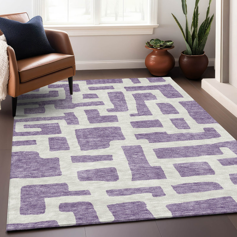 Premium Machine Washable Prisco Purple Rug, Rectangle 5' x 7'6"