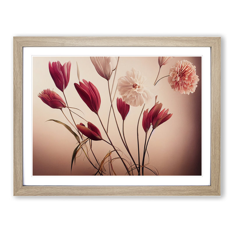 Astounding Flowers 1 Piece Single Picture Frame Wall Art, 34cm H x 46cm W, Grey