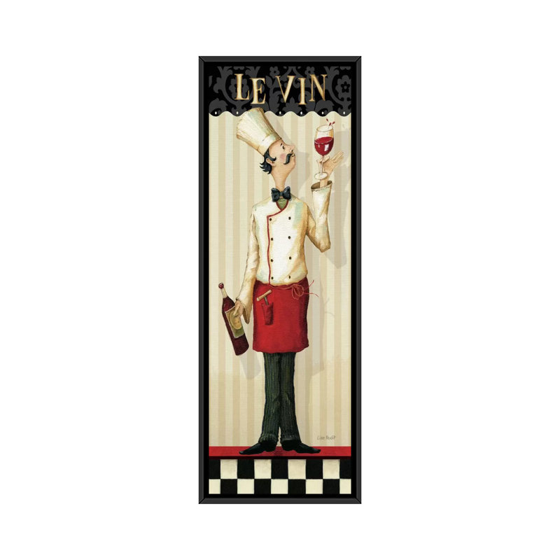 Chef Chef's I (Le Vin) par Lisa Audit - impression d'art graphique, H 36 po x l 12 po x P 1,5 po, Toile avec cadre noir