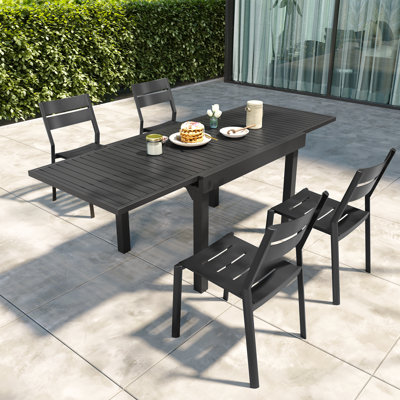 Esma 4 - Person 82.7’’L Aluminum Extendable Outdoor Dining Set (Set of 5)