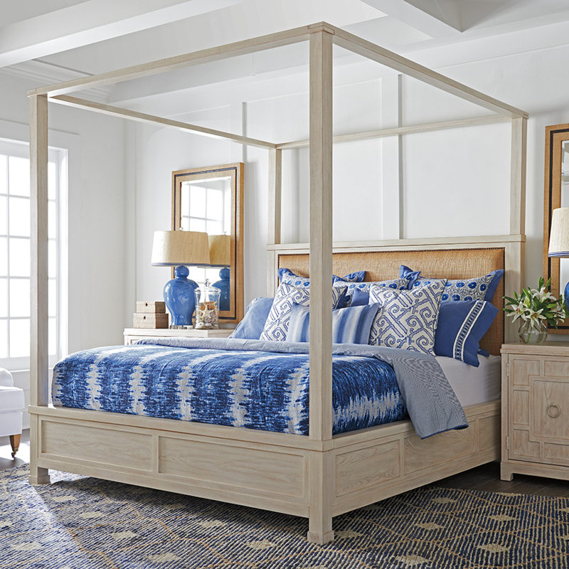 Newport Upholstered Canopy Bed, Sailcloth, King
