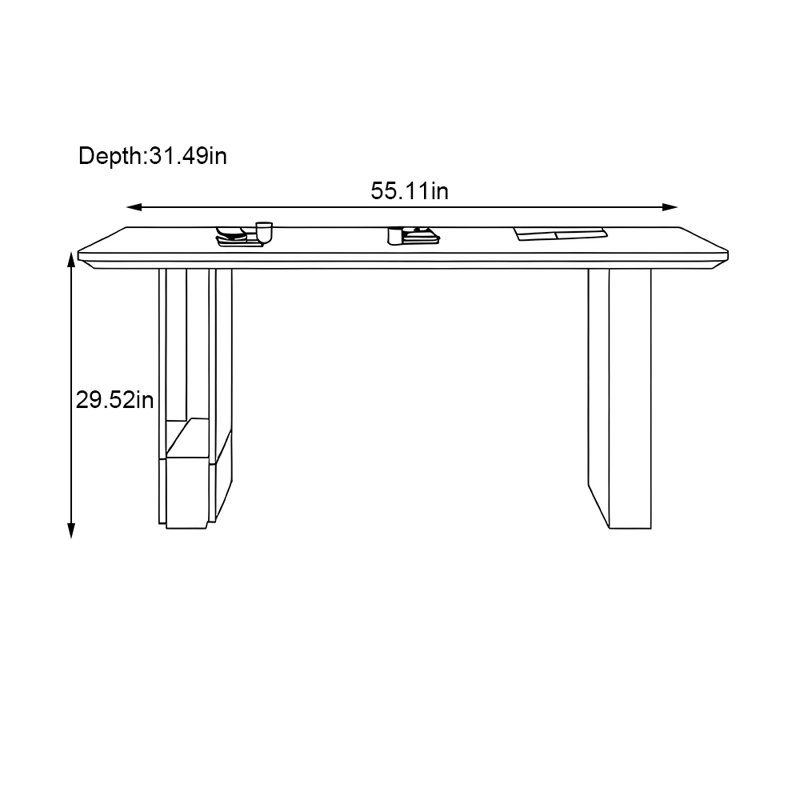 Retro-style rectangular dining table, 29.52"H x 55.11"L x 31.49"W