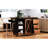 55.5 - Inch Kitchen Cart With Drop Leaf, Barn Door, Charging Station, Adjustable Shelf, And Rolling Wheels, Black, For Organized Black 55.5" Island Sliding Storage Shelves, Spice Rack, Use-789774810