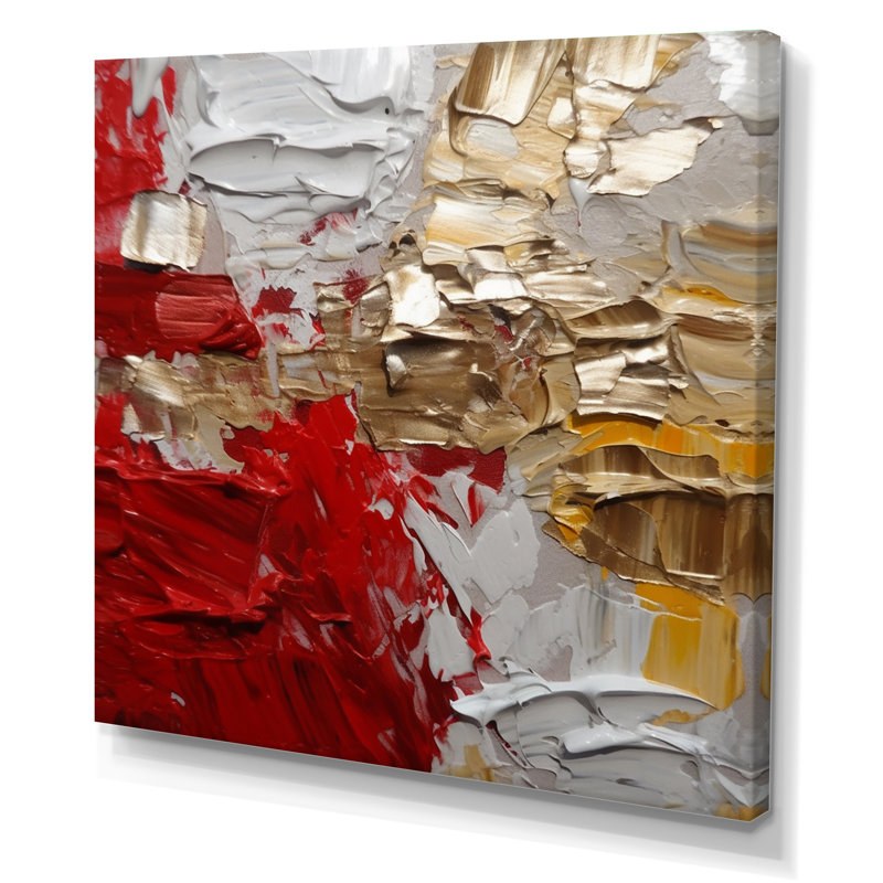 «Cardinal Sin Retro Delight Abstract Red & Gold», reproduction d'art sur toile, H 24 po x l 24 po x P 1 po, Toile tendue