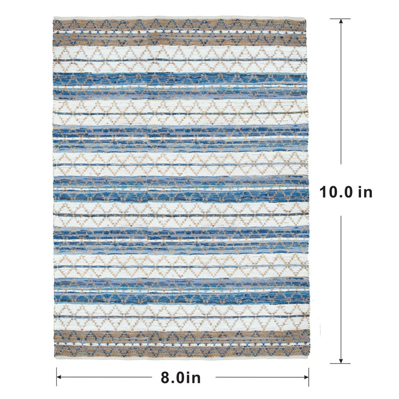 Tapis rayé bleu Hornersville, Rectangle 8 pi x 10 pi