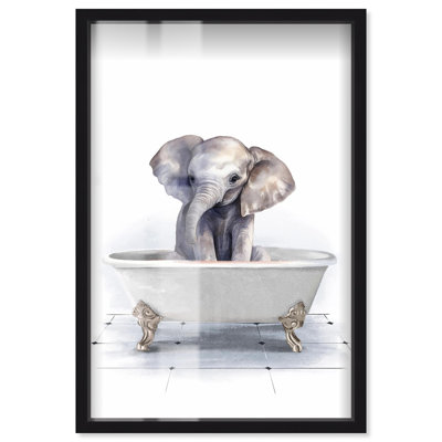 «Bathaign Elephant Shadowbox Print Trendy Bathroom Art» par Art Remedy
