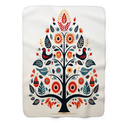 Scandinavian Festive Motifs - 1 Piece Premium Sherpa Blanket