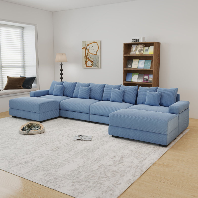 Canapé modulaire rembourré Forbestown 6 pièces, Bleu