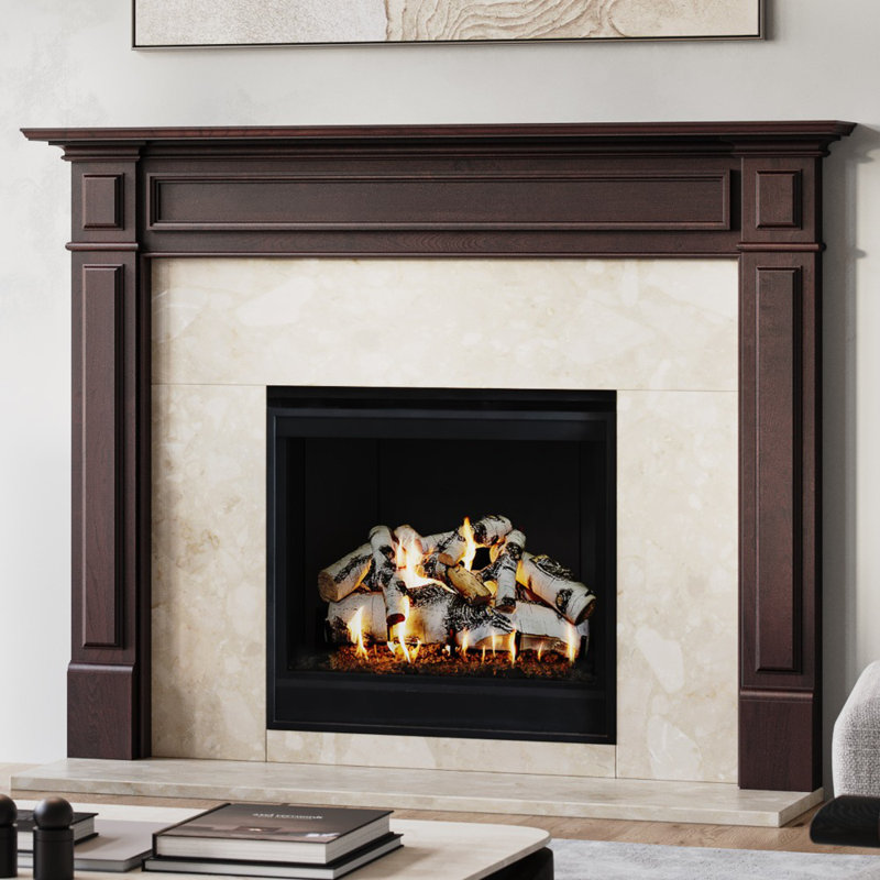 Riversdale Traditional Wood Fireplace Mantel Surround Kit Includes Wooden Mantel Surround & Shelf, 68.75", Red Mahogany Stain