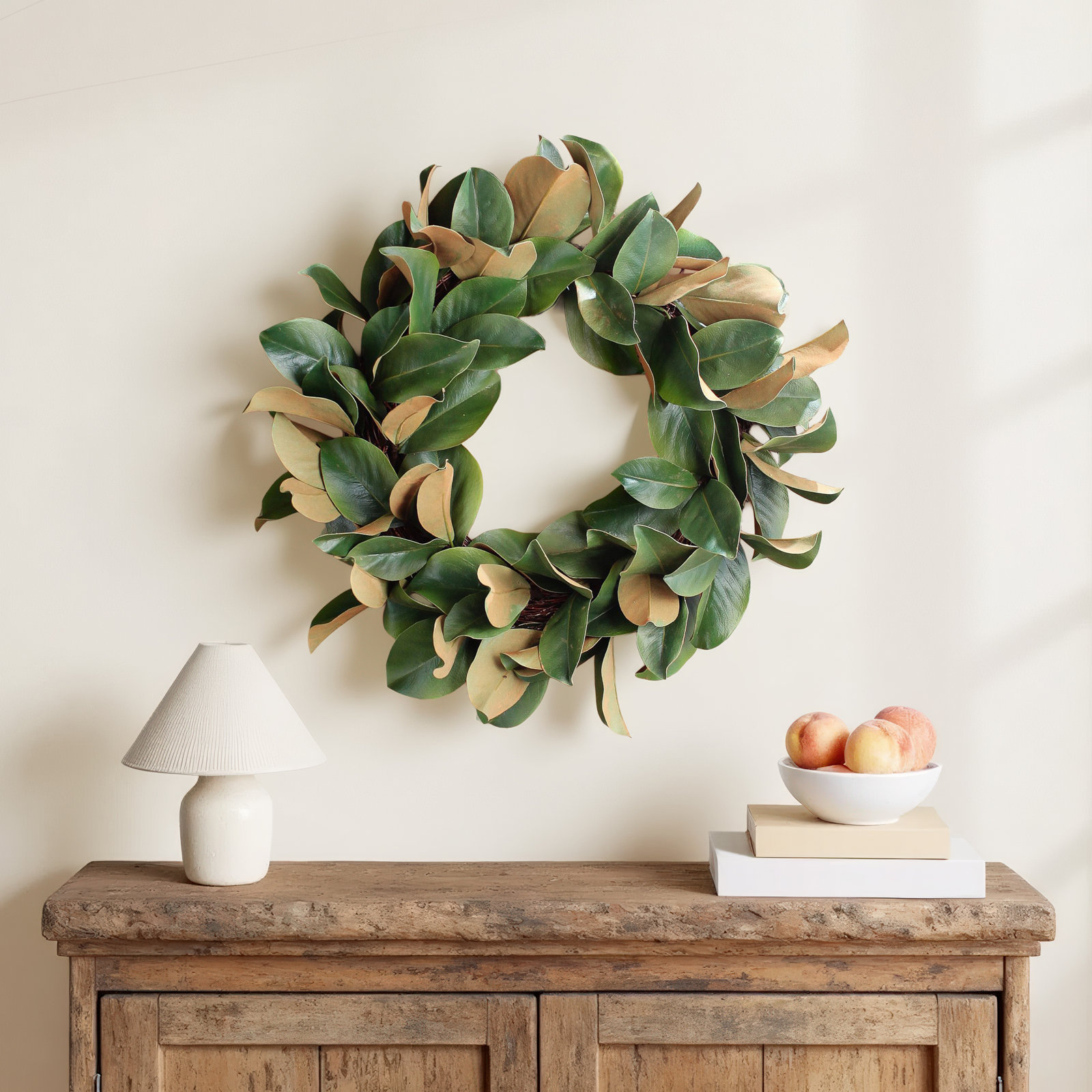 24'' Handcrafted Faux Magnolia Silk Wreath