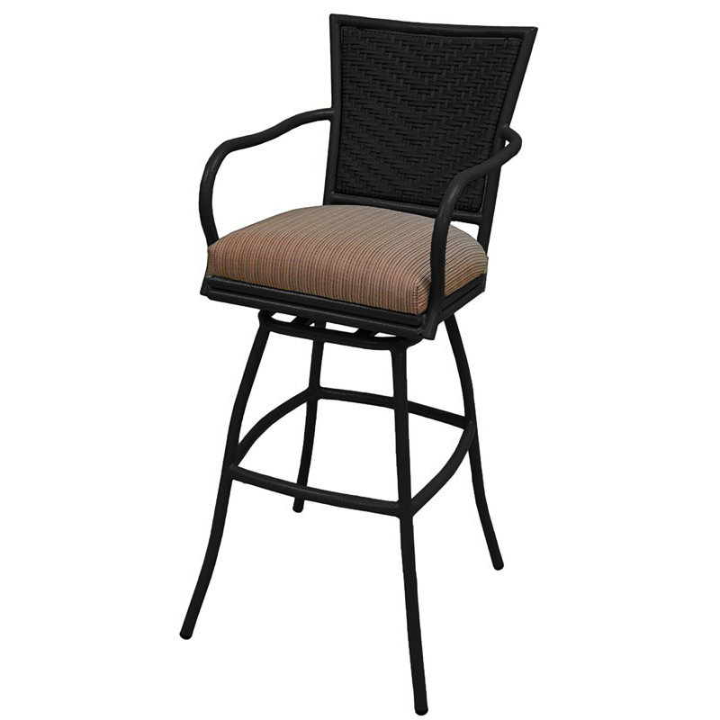 Tabouret de bar 35 po avec coussin Cutlip, Noir, Brun