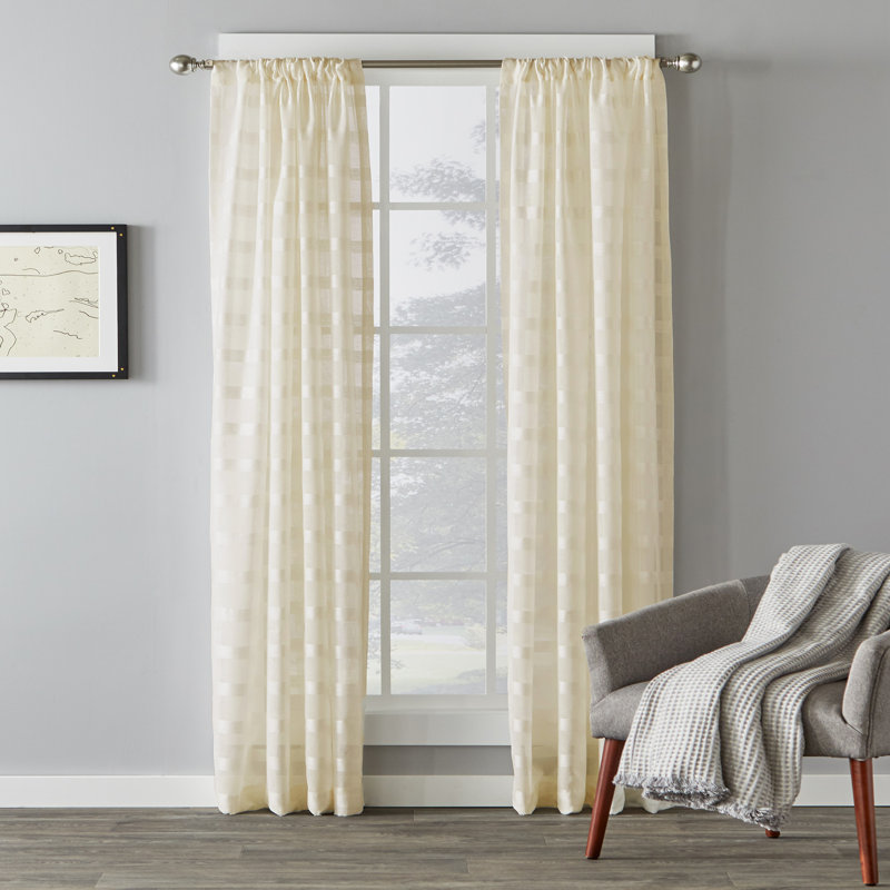 Knap Polyester Sheer Curtain Single Panel, 55" W x 84" L, Gray