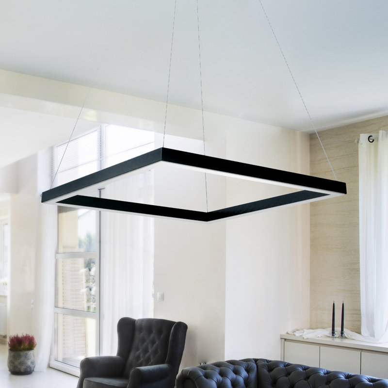 Atria 20-in Integrated LED Pendant Light Square Height Adjustable ETL Certified Chandelier
